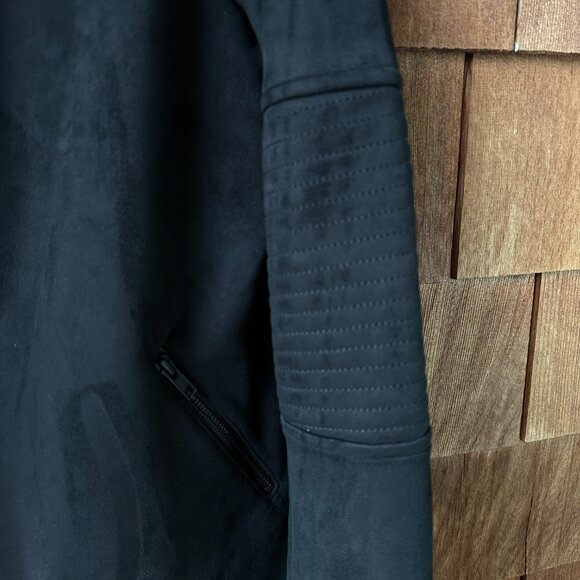 Never Worn Betabrand Bold Black Vegan Suede Moto Jacket in Women's Size XXL - Picture 9 of 11
